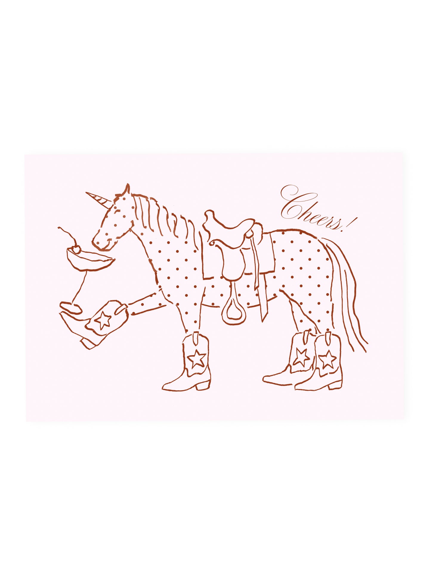 Postcard Unicorn Polka Dots 'Cheers!' (Risograph)
