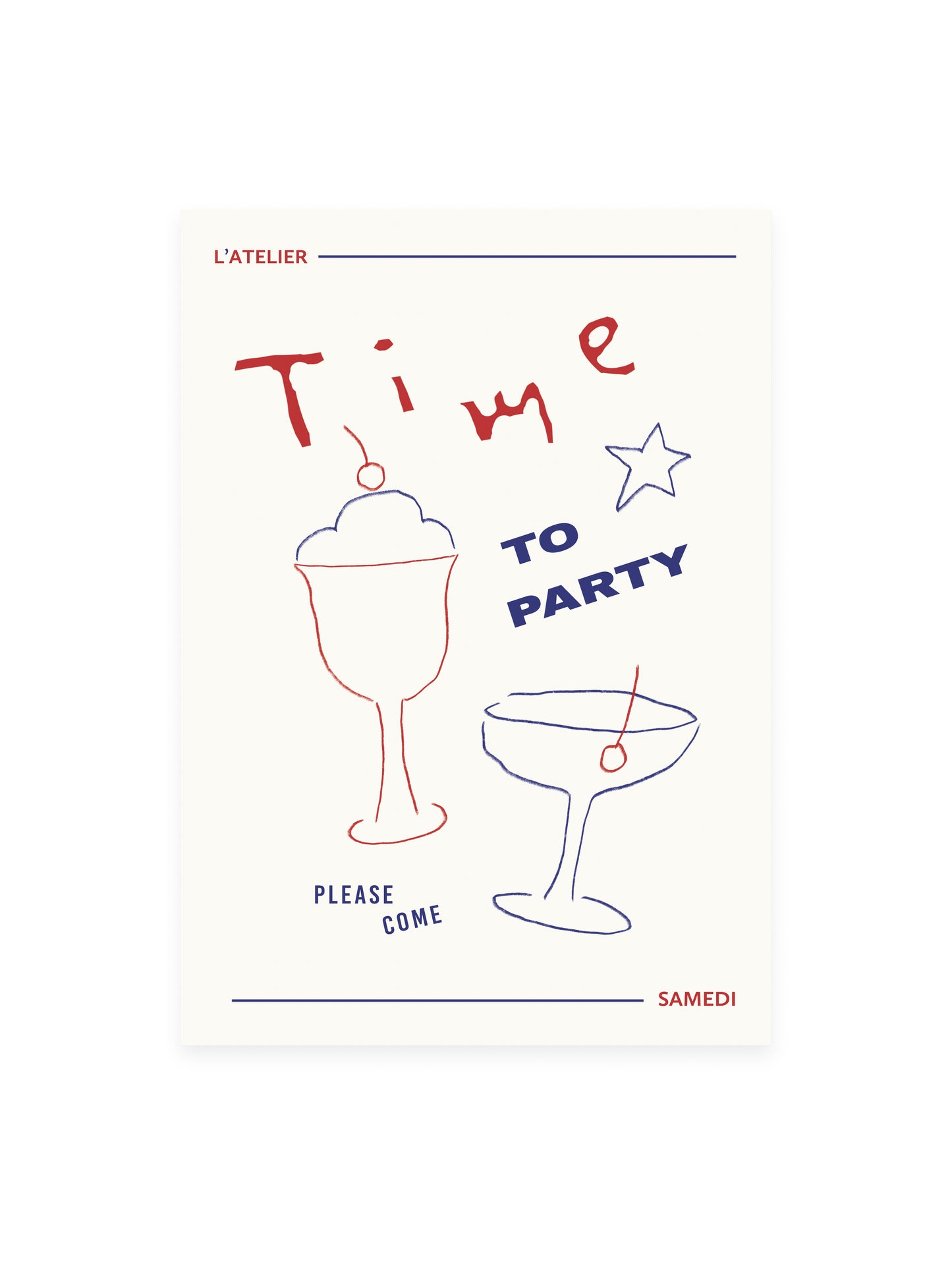 Postcard 'Time to Party' (Risograph)
