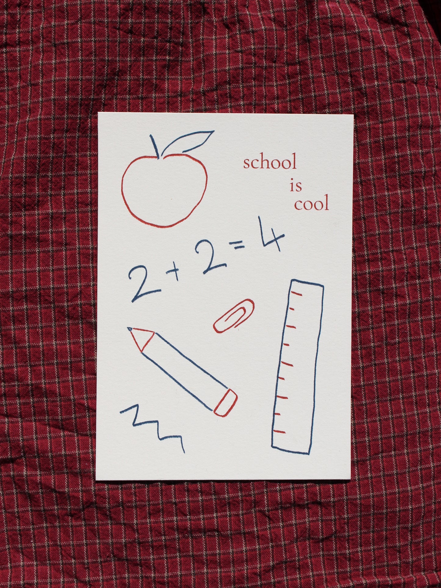 Postcard 'school is cool' (risograph)