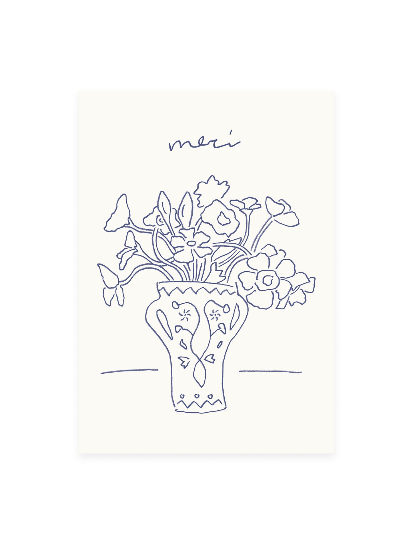 Postcard 'merci' flower vase (risograph)
