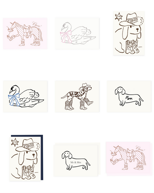 Card set (60× postcards / 30× folded cards) animal motifs