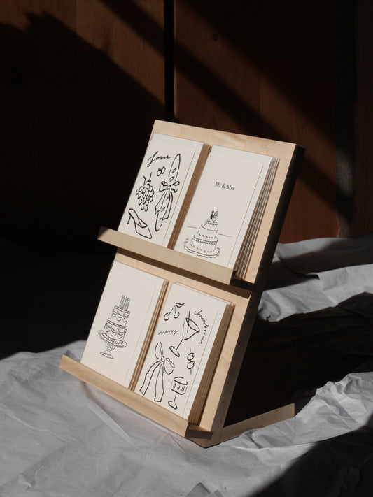 Card stand made of solid wood