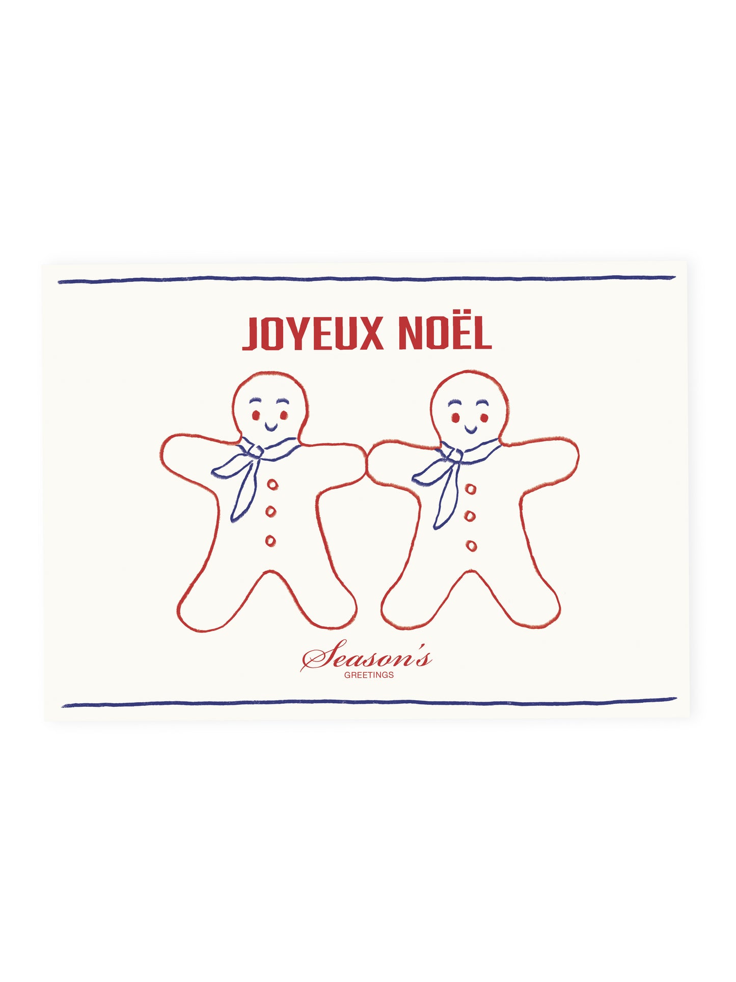Postcard Two Gingerbread Men 'Joyeux Noël' (Risography)