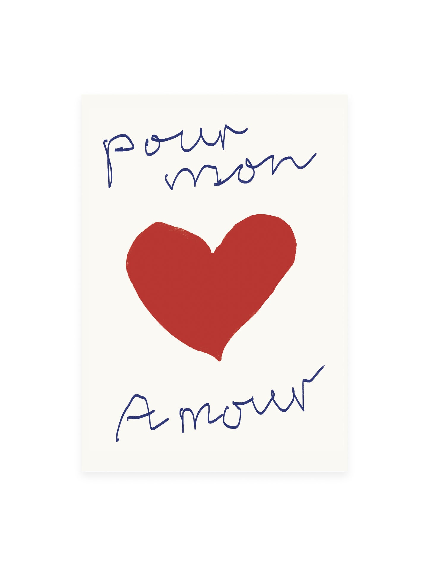 Postkarte 'pour mon Amour' Herz (Risographie)