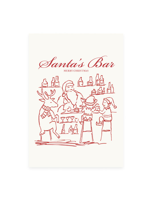 Postcard 'Santa's Bar' (risograph)